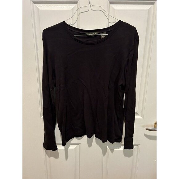 2 Eddie Bauer Tops long sleeve Crew Neck Tee Black and Lavender Both size Large - Picture 2 of 9